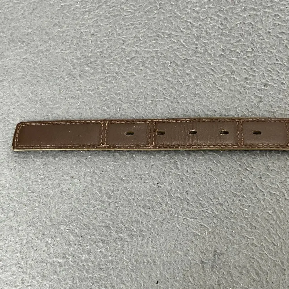 Fossil Genuine Leather Vintage 90s Gold Bronze Patchwork Belt Women 35.5” -39.5”